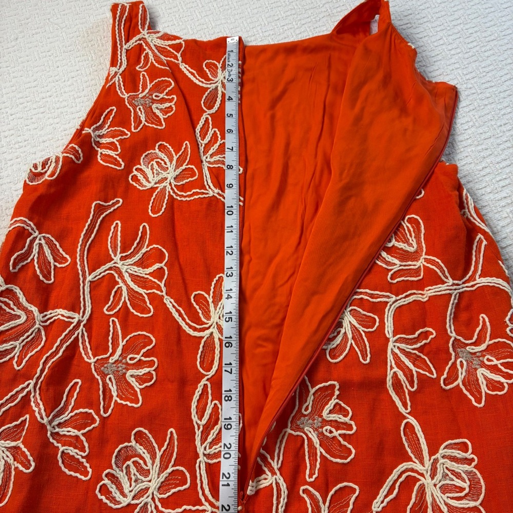 Alex Marie Orange Floral Sz 16 Embroidered Linen Blend Shift Dress NEW Mod Retro - Picture 7 of 8